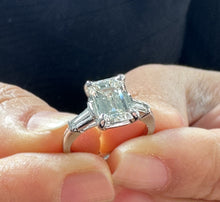 Load image into Gallery viewer, Emerald And Baguettes Cut Diamond Engagement Ring IGI Certified 14k Solid White Gold Bridal Ring Prong Set Propose Wedding Ring 2.40ct F-VS2