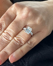 Load image into Gallery viewer, Emerald And Baguettes Cut Diamond Engagement Ring IGI Certified 14k Solid White Gold Bridal Ring Prong Set Propose Wedding Ring 2.40ct F-VS2