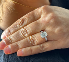 Load image into Gallery viewer, Emerald And Baguettes Cut Diamond Engagement Ring IGI Certified 14k Solid White Gold Bridal Ring Prong Set Propose Wedding Ring 2.40ct F-VS2