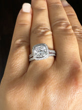 Load image into Gallery viewer, Cushion And Band Cut Diamond Engagement Ring And Band IGI Certified 14k White Solid Gold Wedding Set Bezel Style Bridal Set 3.70ctw