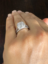 Load image into Gallery viewer, Cushion And Band Cut Diamond Engagement Ring And Band IGI Certified 14k White Solid Gold Wedding Set Bezel Style Bridal Set 3.70ctw
