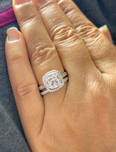 Load image into Gallery viewer, Cushion And Band Cut Diamond Engagement Ring And Band IGI Certified 14k White Solid Gold Wedding Set Bezel Style Bridal Set 3.70ctw
