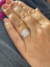 Load image into Gallery viewer, Cushion And Band Cut Diamond Engagement Ring And Band IGI Certified 14k White Solid Gold Wedding Set Bezel Style Bridal Set 3.70ctw