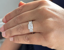 Load image into Gallery viewer, Princess Cut Engagement Ring Wedding Bridal Anniversary Three Stone Style IGI Certified 14k Solid White Gold Wedding Ring 3.00ctw F-VS2