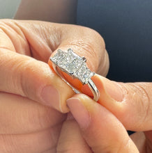 Load image into Gallery viewer, Princess Cut Engagement Ring Wedding Bridal Anniversary Three Stone Style IGI Certified 14k Solid White Gold Wedding Ring 3.00ctw F-VS2