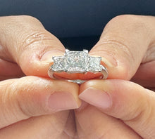 Load image into Gallery viewer, Princess Cut Engagement Ring Wedding Bridal Anniversary Three Stone Style IGI Certified 14k Solid White Gold Wedding Ring 3.00ctw F-VS2