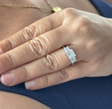 Load image into Gallery viewer, Princess Cut Engagement Ring Wedding Bridal Anniversary Three Stone Style IGI Certified 14k Solid White Gold Wedding Ring 3.00ctw F-VS2