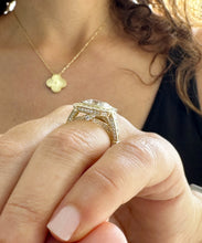 Load image into Gallery viewer, Asscher Cut and Round Cut Sides Diamonds Bezel Set Engagement Ring IGI Certified Filigree Bridal Ring 14k Solid and Heavy Yellow Gold 4.60ct