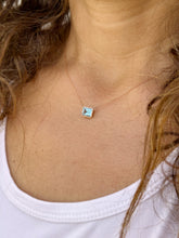 Load image into Gallery viewer, Emerald Cut Natural Blue Topaz Bezel Solitaire Necklace Chain Pendant Minimalist Dainty 14k Solid Rose Gold Bridal Anniversary Gift 2.00ct