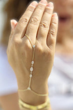 Load image into Gallery viewer, Finger Bracelet CVD Diamond Ring Bracelet 14k Solid White Gold Hand Chain Diamond Bracelet Chain Diamond Bracelet Marquee Shape Links 0.85ct