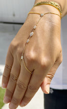 Load image into Gallery viewer, Finger Bracelet CVD Diamond Ring Bracelet 14k Solid White Gold Hand Chain Diamond Bracelet Chain Diamond Bracelet Marquee Shape Links 0.85ct