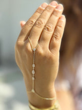 Load image into Gallery viewer, Finger Bracelet CVD Diamond Ring Bracelet 14k Solid White Gold Hand Chain Diamond Bracelet Chain Diamond Bracelet Marquee Shape Links 0.85ct