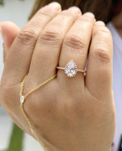 Load image into Gallery viewer, Pear Shape And Round Cut Diamonds Engagement Ring IGI Certified 14k Solid Rose Gold Halo Style Wedding Ring Filigre Design 1.70ctw F-VS2