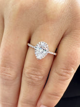 Load image into Gallery viewer, GIA Certified Pear Shape And Round Cut Sides Diamonds Engagement Ring 14k Solid Rose Gold Halo Style Wedding Ring Filigre Design 1.70ctw