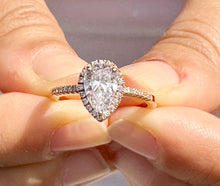 Load image into Gallery viewer, Pear Shape And Round Cut Diamonds Engagement Ring IGI Certified 14k Solid Rose Gold Halo Style Wedding Ring Filigre Design 1.70ctw F-VS2