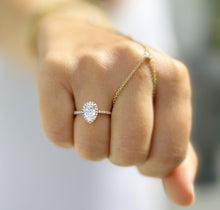 Load image into Gallery viewer, Pear Shape And Round Cut Diamonds Engagement Ring IGI Certified 14k Solid Rose Gold Halo Style Wedding Ring Filigre Design 1.70ctw F-VS2