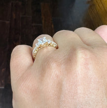 Load image into Gallery viewer, Princess And Round Cut Diamond Engagement Ring Antique Style IGI Certified 14k Solid Yellow Gold Three Stone Style Wedding Ring 1.60ct F-VS2