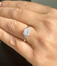 Load image into Gallery viewer, GIA Certified Natural Princess Shape And Round Cut Sides Engagement Ring Three Stone Style 14K Solid White Gold Wedding Bridal Ring 1.90ctw