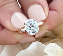 Load image into Gallery viewer, Oval Cut Diamond Engagement Ring Solitaire Ring IGI Certified 14k Solid Rose Gold Bridal Ring Wedding Ring Four Prong Set 3.00ct F-VS2