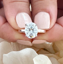 Load image into Gallery viewer, Oval Cut Diamond Engagement Ring Solitaire Ring IGI Certified 14k Solid Rose Gold Bridal Ring Wedding Ring Four Prong Set 3.00ct F-VS2