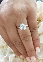 Load image into Gallery viewer, Oval Cut Diamond Engagement Ring Solitaire Ring IGI Certified 14k Solid Rose Gold Bridal Ring Wedding Ring Four Prong Set 3.00ct F-VS2