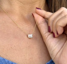 Load image into Gallery viewer, Emerald Cut Moissanite Bezel Set Solitaire Necklace And Chain In 14k Solid Yellow Gold Pendant Bridal Gift Wedding Anniversary Gift 2.00ct