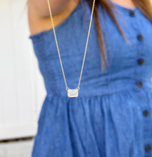 Load image into Gallery viewer, Emerald Cut Moissanite Bezel Set Solitaire Necklace And Chain In 14k Solid Yellow Gold Pendant Bridal Gift Wedding Anniversary Gift 2.00ct