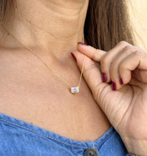 Load image into Gallery viewer, Emerald Cut Moissanite Bezel Set Solitaire Necklace And Chain In 14k Solid Yellow Gold Pendant Bridal Gift Wedding Anniversary Gift 2.00ct