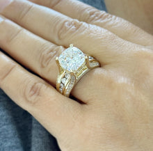 Load image into Gallery viewer, Cushion Cut And Round Cut Diamond Engagement Ring IGI Certified 14k Solid Yellow Gold Hiddent Halo Wedding Bridal Ring 5.50ct G-VS2