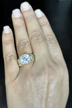 Load image into Gallery viewer, Cushion Cut And Round Cut Diamond Engagement Ring IGI Certified 14k Solid Yellow Gold Hiddent Halo Wedding Bridal Ring 5.50ct G-VS2