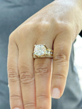 Load image into Gallery viewer, Cushion Cut And Round Cut Diamond Engagement Ring IGI Certified 14k Solid Yellow Gold Hiddent Halo Wedding Bridal Ring 5.50ct G-VS2