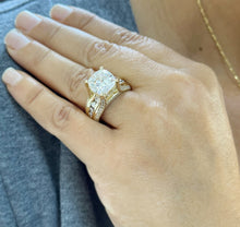 Load image into Gallery viewer, Cushion Cut And Round Cut Diamond Engagement Ring IGI Certified 14k Solid Yellow Gold Hiddent Halo Wedding Bridal Ring 5.50ct G-VS2