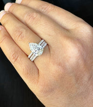 Load image into Gallery viewer, Pear Shape And Round Cut Diamonds Engagement Ring And Two Bands IGI Certified 14k Solid Yellow Gold Inner Halo Wedding Ring 4.00ctw F-VS2