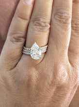 Load image into Gallery viewer, Pear Shape And Round Cut Diamonds Engagement Ring And Two Bands IGI Certified 14k Solid Yellow Gold Inner Halo Wedding Ring 4.00ctw F-VS2