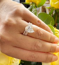 Load image into Gallery viewer, Pear Shape And Round Cut Diamonds Engagement Ring And Two Bands IGI Certified 14k Solid Yellow Gold Inner Halo Wedding Ring 4.00ctw F-VS2
