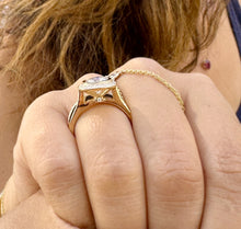 Load image into Gallery viewer, Cushion And Band Cut Diamond Engagement Ring And Matching Band IGI Certified 14k Yellow Solid Gold Wedding Set Bezel Style Bridal Set 3.60ctw