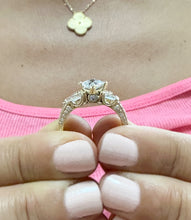 Load image into Gallery viewer, Kite Style Princess Cut And Round and Baguettes Cut Sides IGI Certified Diamond Engagement Ring And Band 14k Solid Yellow Gold 2.20ctw F-VS2