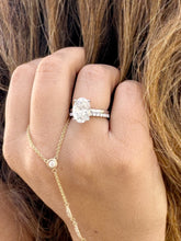 Load image into Gallery viewer, Oval cut Moissanite And Round Cut Natural Diamonds Sides Engagement Ring And Matching Band 14k Solid White Gold Bridal Ring Solitaire 3.20ct