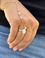 Load image into Gallery viewer, Oval cut Moissanite And Round Cut Natural Diamonds Sides Engagement Ring And Matching Band 14k Solid White Gold Bridal Ring Solitaire 3.20ct