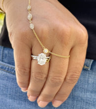 Load image into Gallery viewer, Oval cut Moissanite And Round Cut Natural Diamonds Sides Engagement Ring And Matching Band 14k Solid White Gold Bridal Ring Solitaire 3.20ct