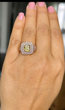 Load image into Gallery viewer, Cushion cut Fancy Yellow Moissanite And Round, Marquee, And Princess Cut Sides Engagement Ring 14k Solid Rose Gold Halo Wedding Ring 3.20ctw