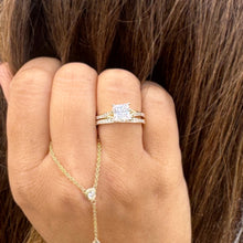 Load image into Gallery viewer, Princess Cut Moissanite and Round Cut Sides Natural Diamond Engagement Ring And Matching Band 14k Solid Yellow Gold Wedding Bridal Set 2.10