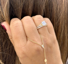 Load image into Gallery viewer, GIA Certified Natural Princess Cut And Round Cut Sides Diamonds Engagement Ring And Matching Band 14k Yellow Gold Wedding Bridal Ring 1.85ct