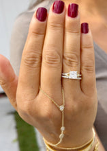 Load image into Gallery viewer, Princess Cut Moissanite and Round Cut Sides Natural Diamond Engagement Ring And Matching Band 14k Solid Yellow Gold Wedding Bridal Set 2.10