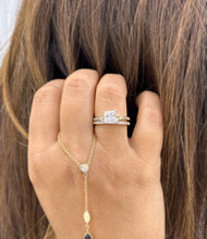 Load image into Gallery viewer, Princess Cut Moissanite and Round Cut Sides Natural Diamond Engagement Ring And Matching Band 14k Solid Yellow Gold Wedding Bridal Set 2.10