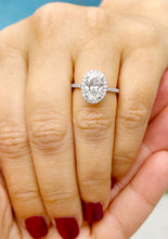 Load image into Gallery viewer, Oval Cut Moissanite And Natural Round Cut Side Diamonds Engagement Ring Halo Style Wedding Ring In 14k Solid White Gold Bridal Ring 3.50ctw