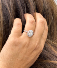Load image into Gallery viewer, Oval Cut Moissanite And Natural Round Cut Side Diamonds Engagement Ring Halo Style Wedding Ring In 14k Solid White Gold Bridal Ring 3.50ctw