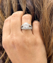 Load image into Gallery viewer, Oval Cut and Round Cut Diamond Engagement Ring And Matching Band IGI Certified 14k Solid White Gold Halo Style Split Shank Design 2.50ctw