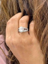 Load image into Gallery viewer, Oval Cut and Round Cut Diamond Engagement Ring And Matching Band IGI Certified 14k Solid White Gold Halo Style Split Shank Design 2.50ctw