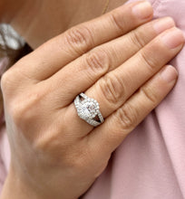 Load image into Gallery viewer, Oval Cut and Round Cut Diamond Engagement Ring And Matching Band IGI Certified 14k Solid White Gold Halo Style Split Shank Design 2.50ctw